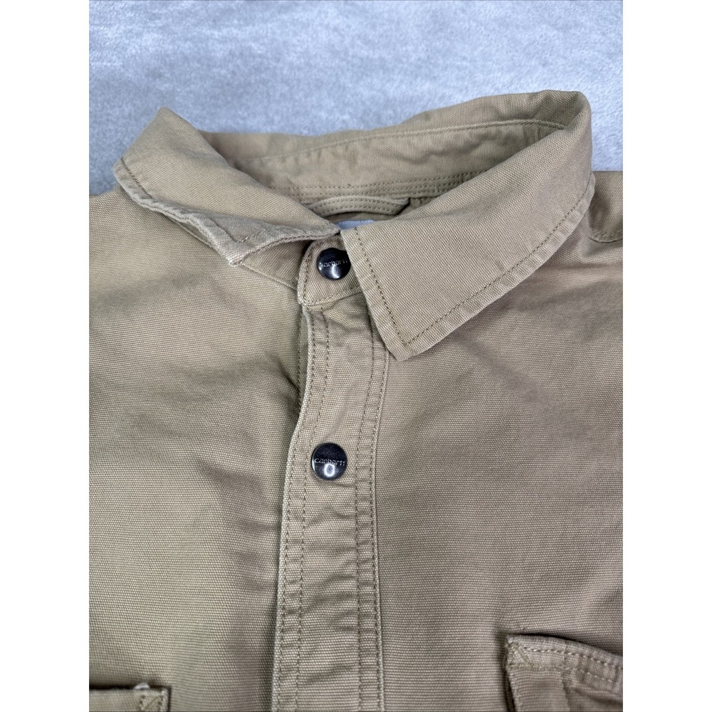 Carhartt Fleece Lined Shirt Jacket Snap Front Men's Size 3XL Tan - Picture 3 of 13